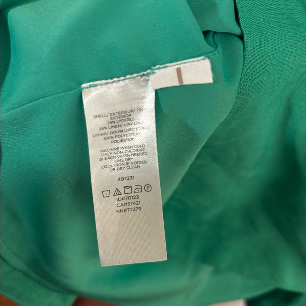 Ann Taylor‎ Vibrant Green Linen Button Midi Dress w/pockets - size 10 - Picture 6 of 6